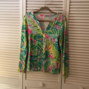 Lilly Pulitzer Top. Palm frond print. Sz M. Long sleeve